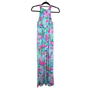 Lilly Pulitzer Tallula Maxi Dress Tank Style Ruched Waist Stretch Medium